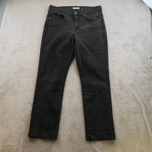 Levi's Womens Jeans Size 12 Classic Straight Black Denim Casual Ankle Pockets - Picture 14 of 15